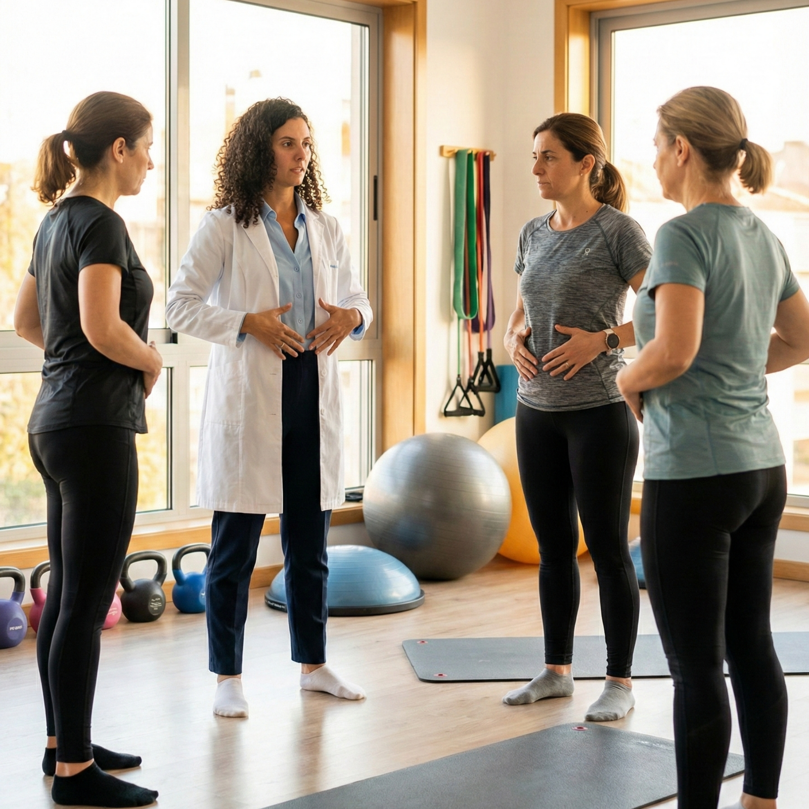 Mujer haciendo deporte y fisioterapia de suelo pélvico en A Coruña