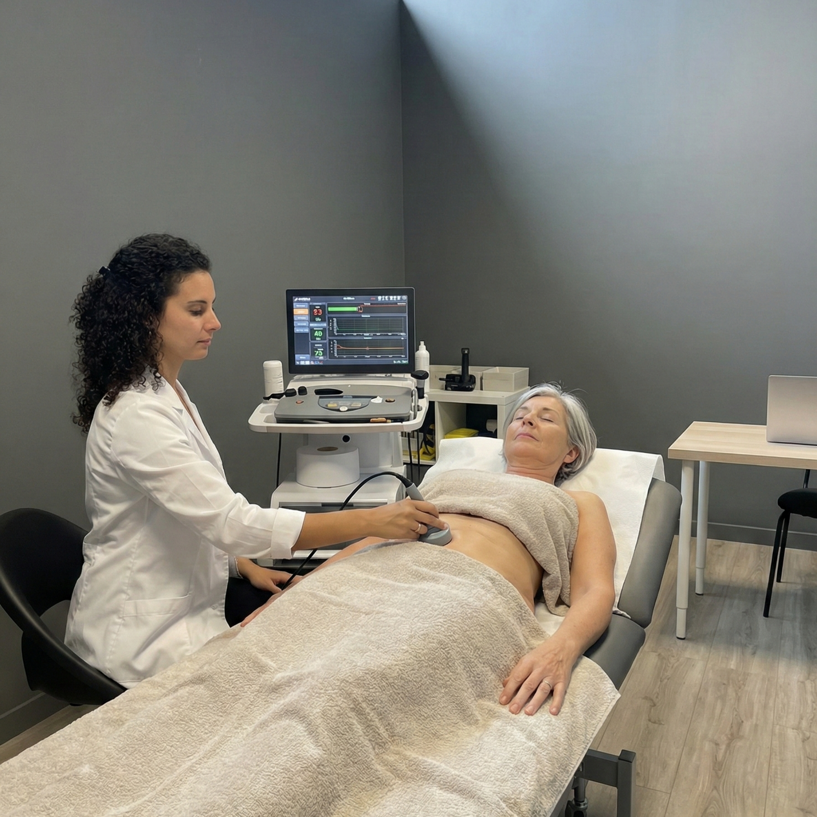 Mujer en menopausia con tratamiento de suelo pélvico y Radiofrecuencia Indiba